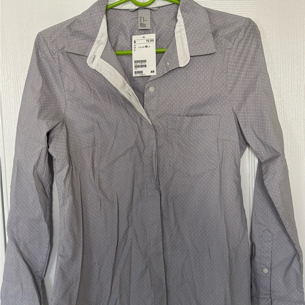 Gray Long Sleeve Button-Up Shirt